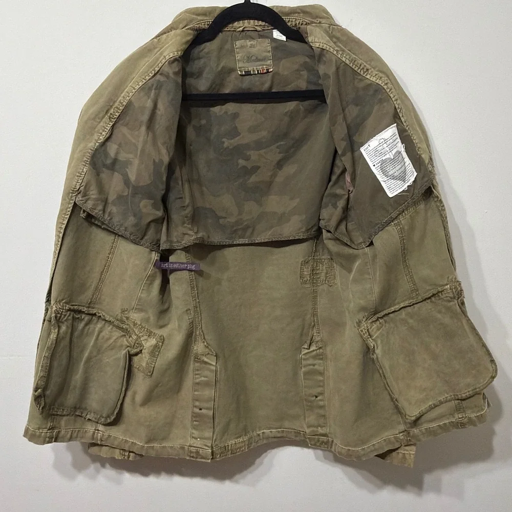Triple‎ 5 Soul Y2K Men Medium Military Jacket Green Distressed Skull Graphic